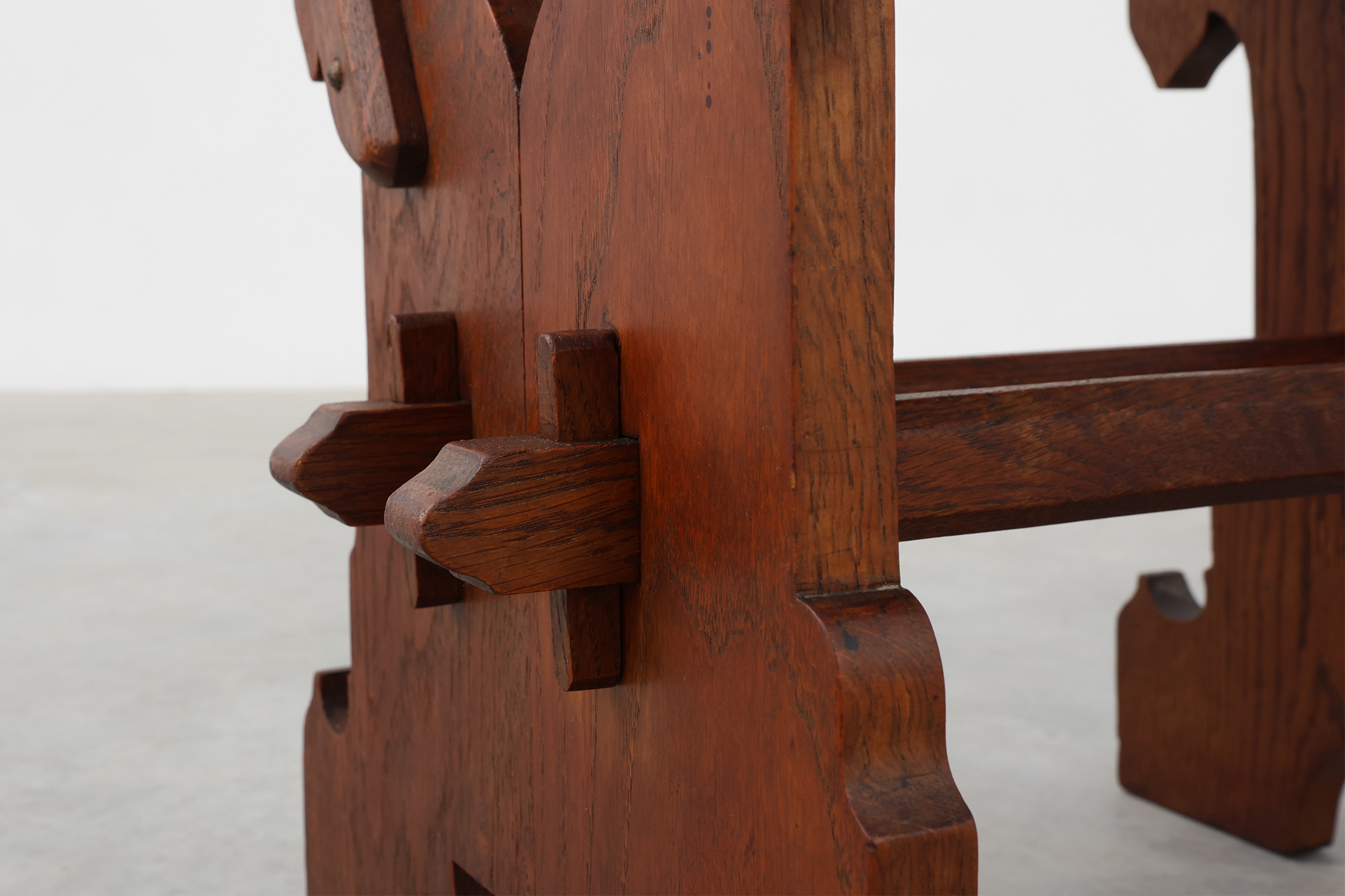 Pair of Belgian Arts & Crafts or Jugendstil Oak Stools, circa 1890thumbnail